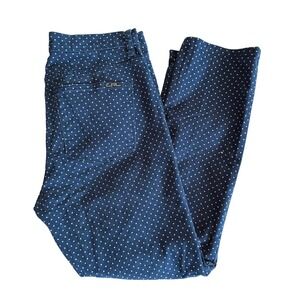 Lauren Jeans Co Ralph Lauren Polka Dot Straight Leg Pants Women Sz 12 Navy White